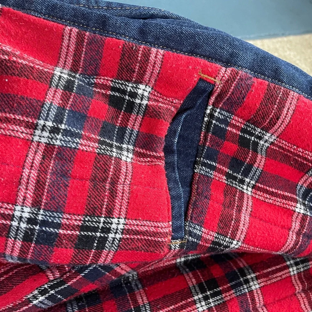 Wrangler Denim Sherpa Flannel Coat with Hood